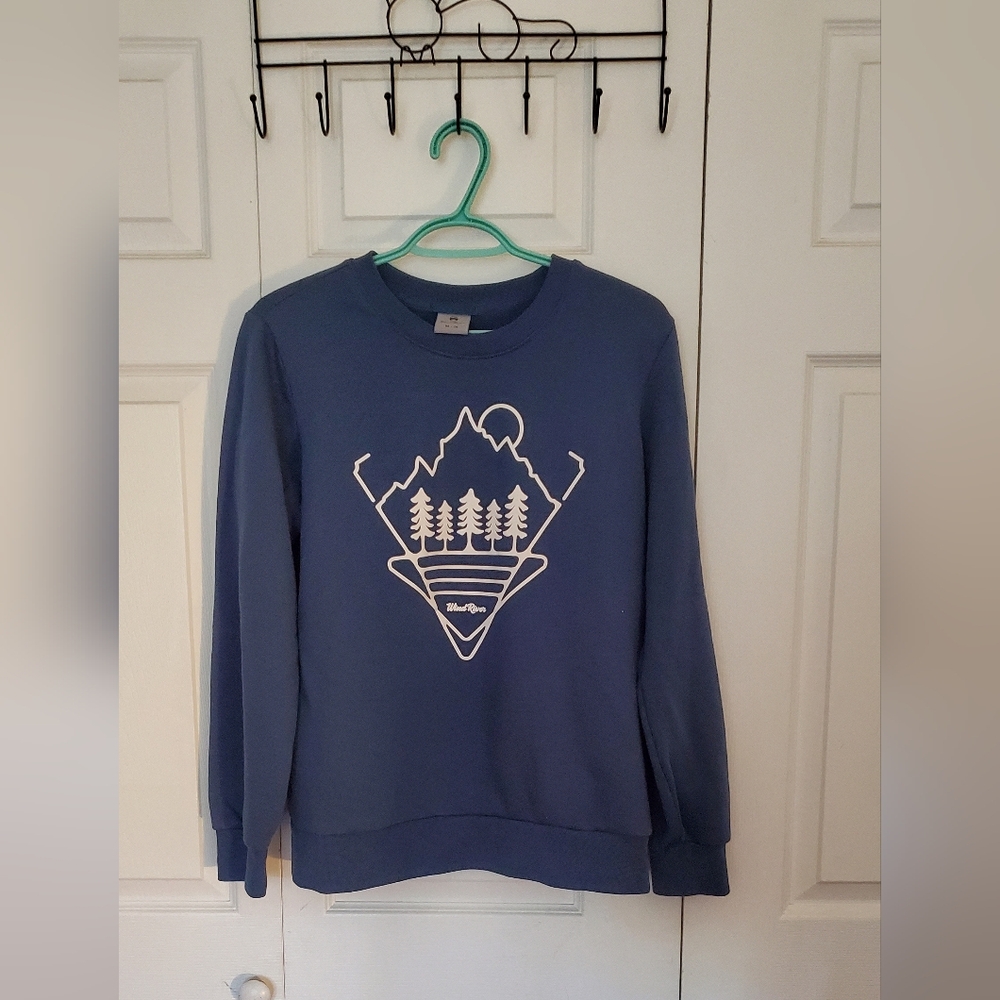 Blue Graphic Women's Fleece Lined Sweater